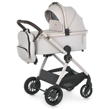 Универсальная коляска El Camino Riviera ME 1183 Silver Milk молочная 2 в 1 люлька + блок